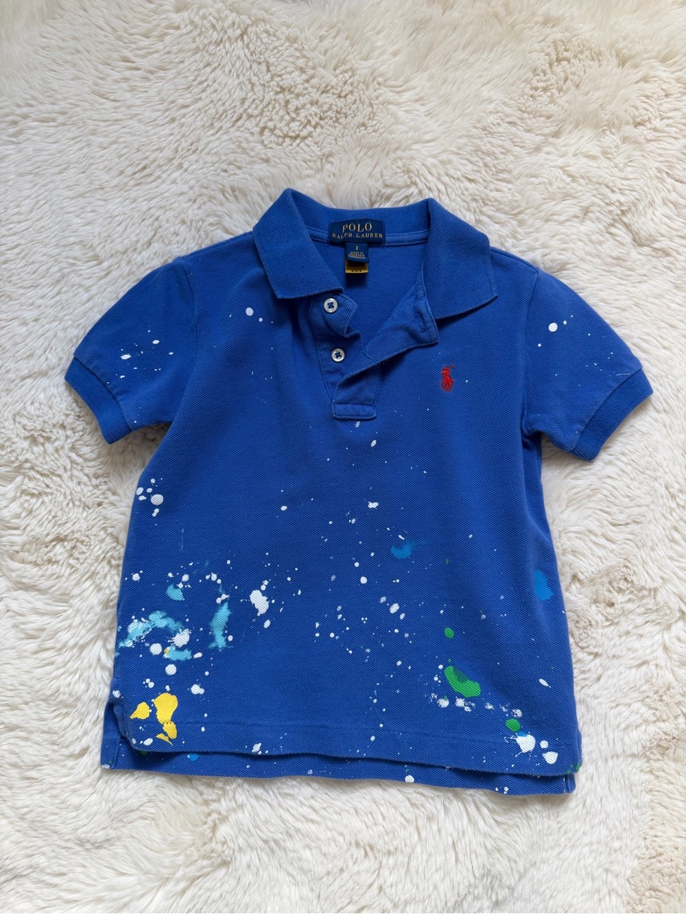Polo by Ralph Lauren Royal Blue Short-Sleeve Paint-Splatter Polo